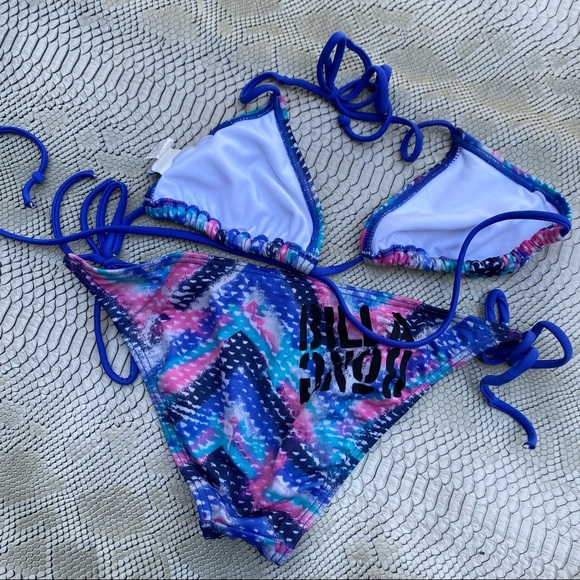 Billabong pink blue white tye dye bikini set - Picture 3 of 7